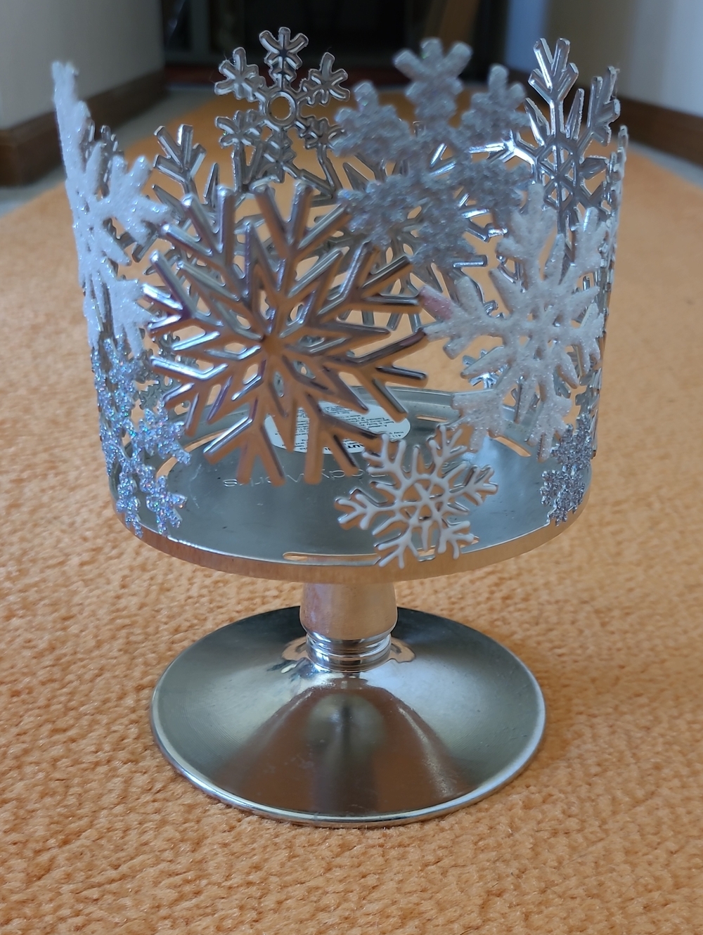 Bath & Body Works Silver Snowflake Metal Candle Pedestal